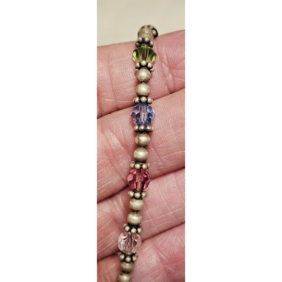 Sterling Silver Rhinestone Breast Cancer Awareness Bracelet 7" - Picture 2 of 7